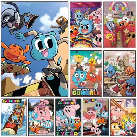 Animation T-The Amazing World of Gumball Poster Self-adhesive Art Waterproof Paper Sticker Coffee Ho
