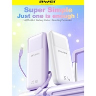 Awei Power Bank 20000mAh 22.5W Fast Charging Powerbank Digital Display Built-in Cable
