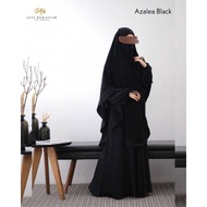 Set Gamis French Khimar Azalea Series Black by Alfi Huraiyah