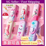 (SG Seller) 3D EVA Kawaii Pencil Case with Lock Unicorn Organizer Large Capacity Password Lock Pen Bag Pencil Box