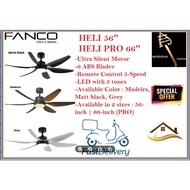 Fanco heli 56/66 in Dc motor ceiling fan with 3 tone led light and remote control singapore waranty