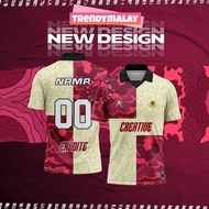 CREATIVE T Shirt Lelaki Berkolar Kanak Kanak Custom Team Jersey Malaysia Retro Jersey Collar Murah Viral Tiktok Baju Jersey Custom Name + Number Oversized Japanese Wave Design Polo