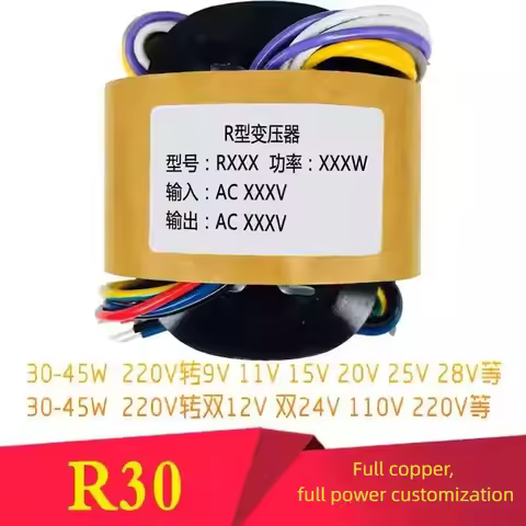 R30 Type R-Core 30W 40W 45VA Power Isolation Transformer 220V 380V to 9V 12V 15V 18V 24V 36V