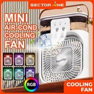 [24HR Ship]Portable Air Cooler Fan USB Mini Aircond Air Cooler Mist Fan Kipas Penyejuk Mini Meja with 7 Colors LED Light