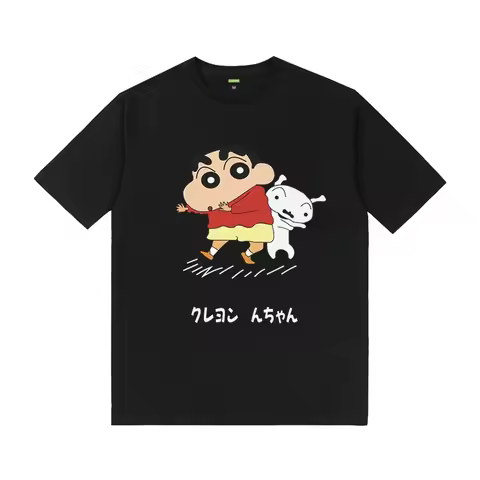 Cartoon Creative Crayon Shin-chan Graphic T-shirt Summer High Quality 100% Cotton T-shirt Casual Loo