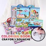 Kid Crayon Gouache Painting Book Set Art Painting Doodle Book Children Cartoon Drawing Coloring Book