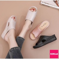 Slip-On Sandals With 5 cm Heel Large Stripes Comfortable To Fit The Feet 3 Solid Colors Fashion