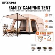 Khemah Unta Large Camping Tent Waterproof Family Tent Double Layers Big Tent 2 rooms 8-12 Person