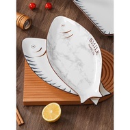 新款創意簡約魚盤子家用大號長方形餐盤蒸魚盤子北歐烤魚盤可微波