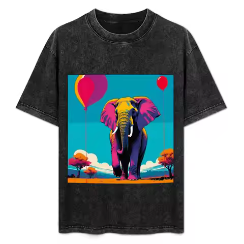 Tranquil Majesty: Elephant with Floating Balloons T-Shirt custom t shirt Aesthetic clothing funny t 