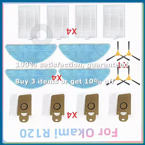For Okami R120 Vacuum Parts Dust Bag Side Brush Hepa Filter Mop Cloth Accessories-A009