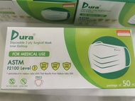 DURA หน้ากากอนามัย 3ชั้นสีเขียว ยี่ห้อ DURA เกรดการแพทย์ Level 1