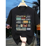 Men'S Vintage Electronic Music T-Shirt Featuring a Chart of Classic DJ Equipment Like The Roland TB 