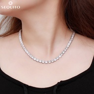 SEQUITO Simple Choker Necklace for Women Square AAA Cubic Zirconia Silver Plated 2024 Korean Fashion