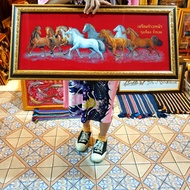 กรอบรูป ม้า ภาพม้า ม้ามงคล ม้าแปดเซียน 35×77ซม. ภาพเสริมฮวงจุ้ย เจริญก้าวหน้า รุ่งเรือง ร่ำรวย ของขวัญ ของที่ระลึก จัดฮวงจุ้ย แต่งบ้าน