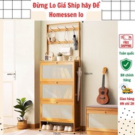 Bamboo Wooden Shoe Cabinet Combined With Versatile Rack