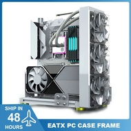 MOD Desktop PC Cabinet EATX PC Case Open Frame,Water Cooling Computer Gaming Gamer Case Rack แนวตั้ง DIY สีดำ เงินสีขาว