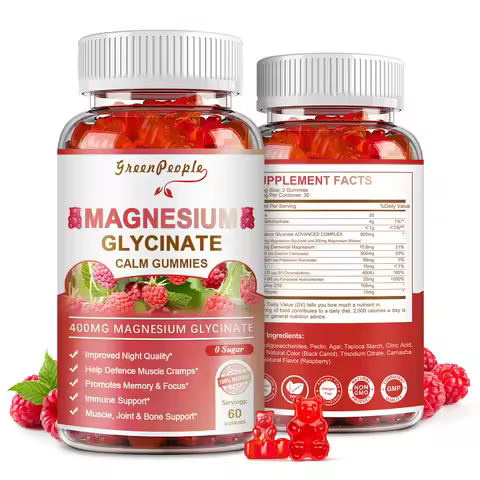 400mg Magnesium Glycinate Gummies with Magnesium Malate,Vitamin D,B6 & CoQ10 for Calm Support & Slee