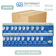 MEDICOS HydroCharge Junior 4ply Surgical Face Mask Minty Green (50's x 20 Boxes) - 1 Carton