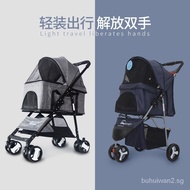 （IN STOCK）Pet Stroller Cat Stroller Pet out Trolley Teddy Stroller Cat Stroller Lightweight Folding Convenient to Go out