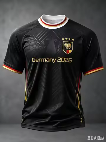 Germany 2026 Black Soccer Jersey Golden Eagle Print Breathable Quick-Dry Football Shirt for Men Fans
