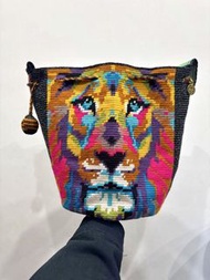 Just wayuu 單股大號 手工編織彩虹獅子頭水桶袋 特殊款 瓦尤包