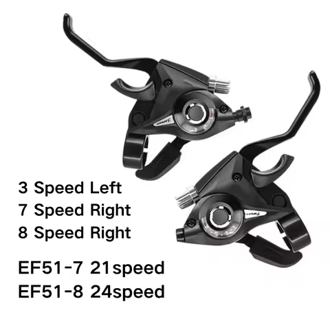 Mountain Bike Shifter 3x7/3x8 Speed Shifter with Gear Indicator and V Brake Cable Aluminum Alloy MTB