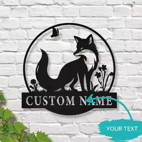 Personalized Metal Fox Wall Signs | Custom Fox Name Sign, Fox Home Decor, Gift for Fox Lovers, Fox M