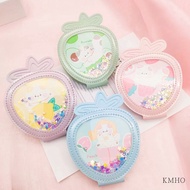 KMHO Foldable Mini Cosmetic Mirror Creative Mirror Handheld Foldable PU Cosmetic Mirror Student Cute
