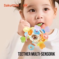 Sakumini Teether Ball Rattle - BPA Free Silicone Baby Rattle Ball Teether Toy