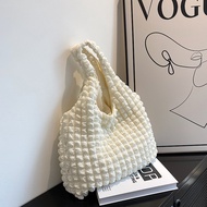 Korean Girl Western Style Cloud Puff Flower Shoulder Bag Female 2023 Canvas Simple Handbag 10.G28 G2