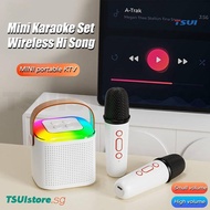 Mini Karaoke Microphone with Speaker RGB Lights Portable Karaoke Machine Bluetooth Stereo Sound Box For Home Family Singing
