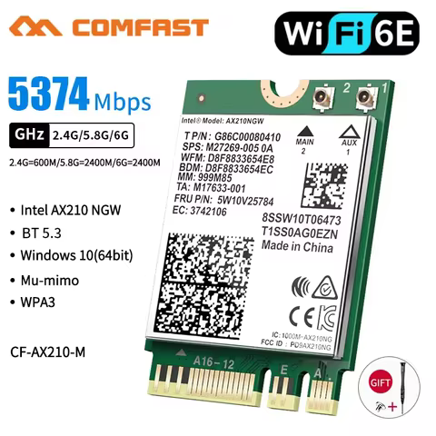 COMFAST AX210NGW WiFi Card WiFi6E 2.4G 5G 6GHz Mini Wireless Module AX200 MT7921K Network Adapter Bl