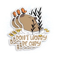 (3Pcs) Don't Worry Be Capy Sticker Funny Capybara Cute Meme Capy Vinyl Die-cut Stickers for Hard Hat