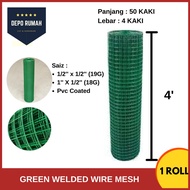 4FT x 45FT/ 50FT JARING HIJAU BESI / Green PVC Coated Galvanized BRC Welded Wire Mesh Net Netting Da