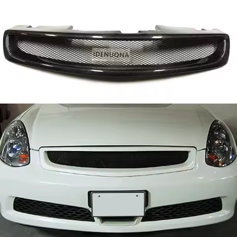 Carbon Fiber/Fiberglass Upper Bumper Hood Mesh Front Grille Grill For Infiniti G35 2005.7-2006 Nissa