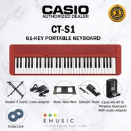 Casio CT-S1 61-key Portable Keyboard with X Stand and Damper Pedal - Red (Casiotone / CTS1 / CT S1)