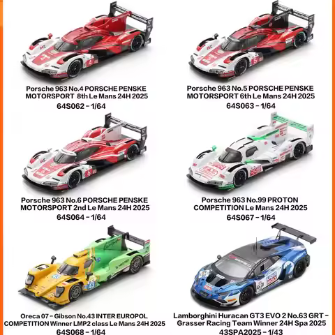 Spark 1:64 Porsche 963 No.6 PORSCHE PENSKEMOTORSPORT 2nd Le Mans 24H 2025 Alloy Diecast Car Model Co