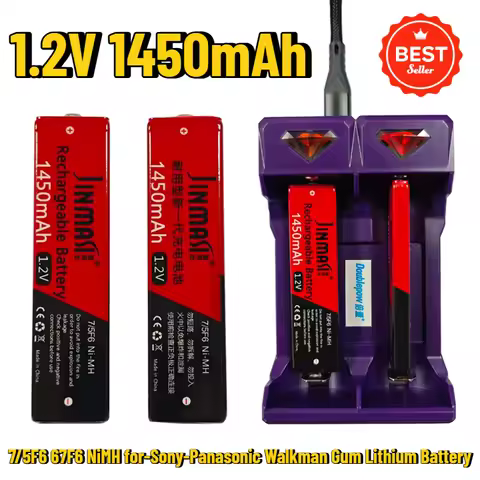 7/5F6 67F6 NiMH 1.2V 1450mAh for-Sony-Panasonic Walkman Gum Lithium Battery 7/5 F6 Battery for Panas
