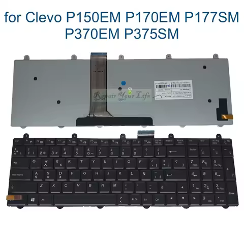 Spanish Backlit Keyboard for Clevo P150EM P170EM P370EM P375SM P570WM P157SM P177SM Notebook V132150