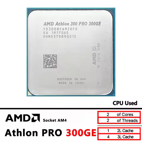 AMD Athlon X2 PRO 300GE X2 PRO 300GE 3.4 GHz Dual-Core Quad-Thread CPU YD300BC6M2OFH Socket AM4