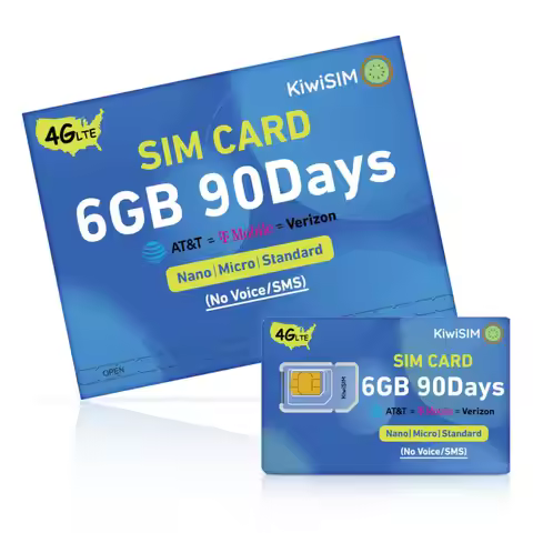 KIWISIM 4G Prepaid 3-in-1 USA SIM Card, 6GB/90Day USA SIM Card Data Only for Security Camera Unlocke