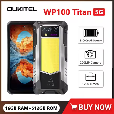 NEW Oukitel WP100 Titan Rugged Phone 33000mAh 66W Charger 200MP Camera Built-in Projector Camping Li