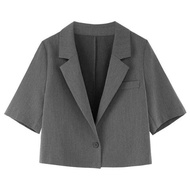 Black short sleeved blazer new women s summer thin loose and slim design niche casual crop topljwwww.my20240501181123