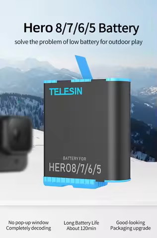 TELESIN For GoPro 5 6 7 8 Battery 1750mAh Replacement Battery for GoPro Hero 5678 Black Action Camer