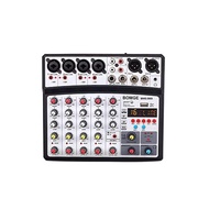 BOMGE 6 Channel dj Audio Mixer, MP3 USB Bluetooth, 48V Phantom Power, 5V Power, 16DSP Echo Effect Mixer for Live, Music, Karaoke, Podcast (Black)