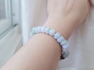 【親翠】天然翡翠 冰白黃紫綠飄花8mm多寶算盤珠串珠手環　可客製