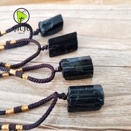 QIUJU Tourmaline Stone Pendant Women Healing Stone Black Gem