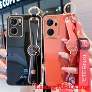 Casing OPPO Reno 7 5g oppo reno 7 4g phone case Softcase Electroplated silicone shockproof Protector  Cover new design wristband straps Lanyard for girls WDXGS01