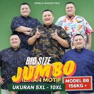 KEMEJA Men's Jumbo Shirt BIG Size 6XL 7XL 8XL 9XL 10XL – Oversized Short Sleeve Patterned Shirt 5XL